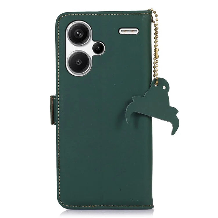For Xiaomi Redmi Note 13 Pro+ 5G Cell Phone Case Silky Genuine Cow Leather Wallet Cover