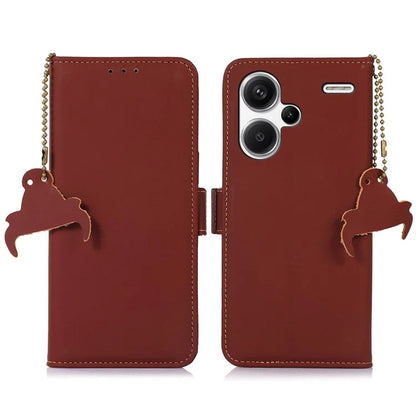 For Xiaomi Redmi Note 13 Pro+ 5G Cell Phone Case Silky Genuine Cow Leather Wallet Cover