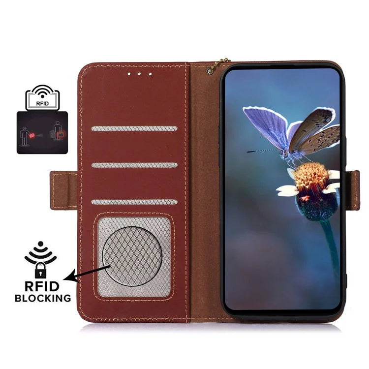 For Xiaomi Redmi Note 13 Pro+ 5G Cell Phone Case Silky Genuine Cow Leather Wallet Cover