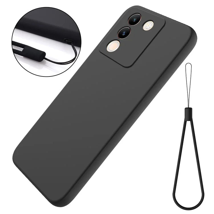 For vivo Y200 (India) 5G Case Soft Lining Anti-scratch Liquid Silicone Cover with Strap