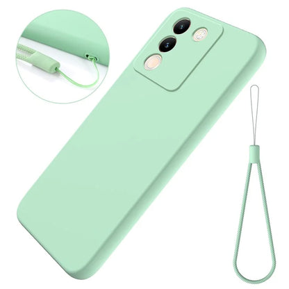 For vivo Y200 (India) 5G Case Soft Lining Anti-scratch Liquid Silicone Cover with Strap