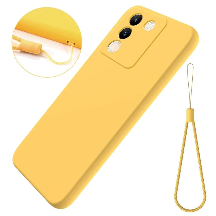 For vivo Y200 (India) 5G Case Soft Lining Anti-scratch Liquid Silicone Cover with Strap