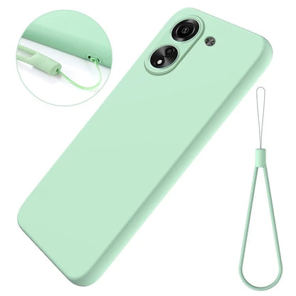 For Xiaomi Redmi 13C 4G / Poco C65 4G Case Soft Lining Liquid Silicone Shell Slim-Fit Phone Cover with Strap