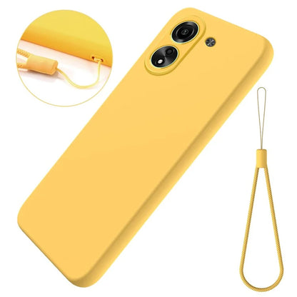For Xiaomi Redmi 13C 4G / Poco C65 4G Case Soft Lining Liquid Silicone Shell Slim-Fit Phone Cover with Strap