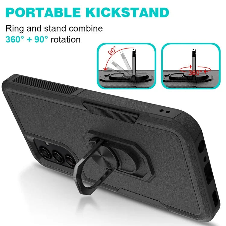 For Samsung Galaxy A24 4G (162.1 x 77.6 x 8.3mm) Cell Phone Case Rotatable Kickstand PC+TPU Anti-drop Cover
