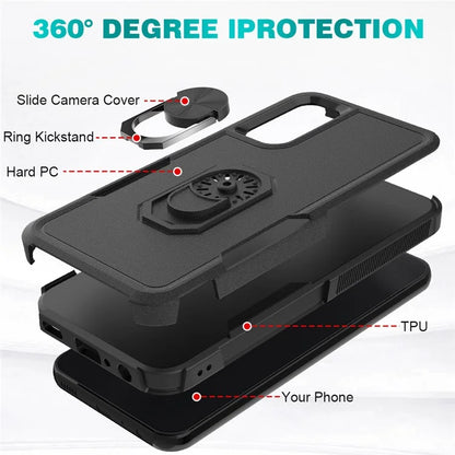 For Samsung Galaxy A24 4G (162.1 x 77.6 x 8.3mm) Cell Phone Case Rotatable Kickstand PC+TPU Anti-drop Cover