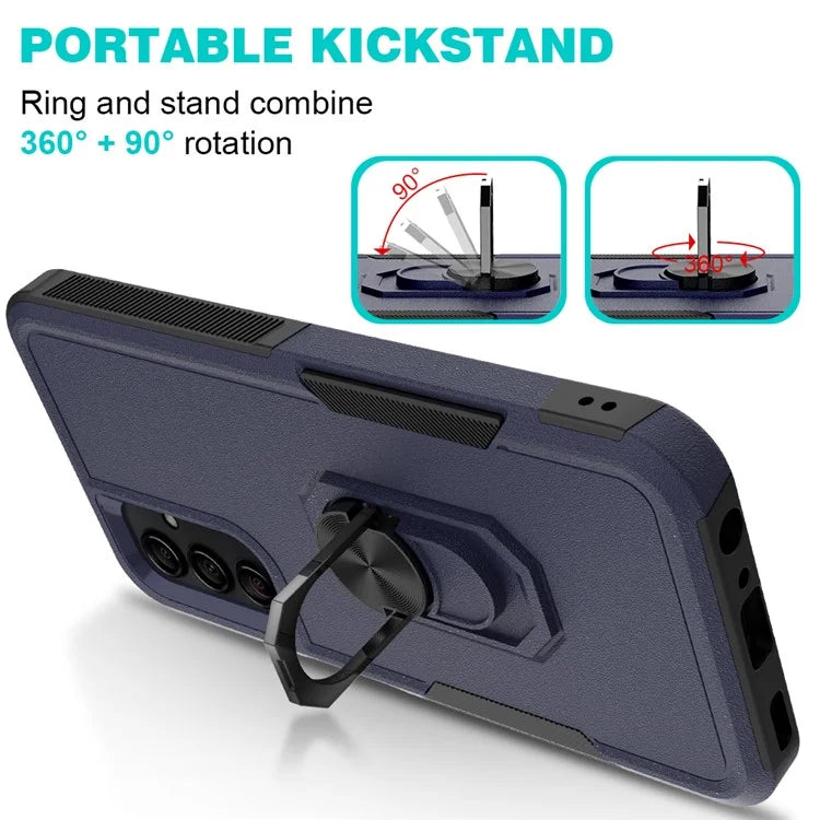 For Samsung Galaxy A24 4G (162.1 x 77.6 x 8.3mm) Cell Phone Case Rotatable Kickstand PC+TPU Anti-drop Cover