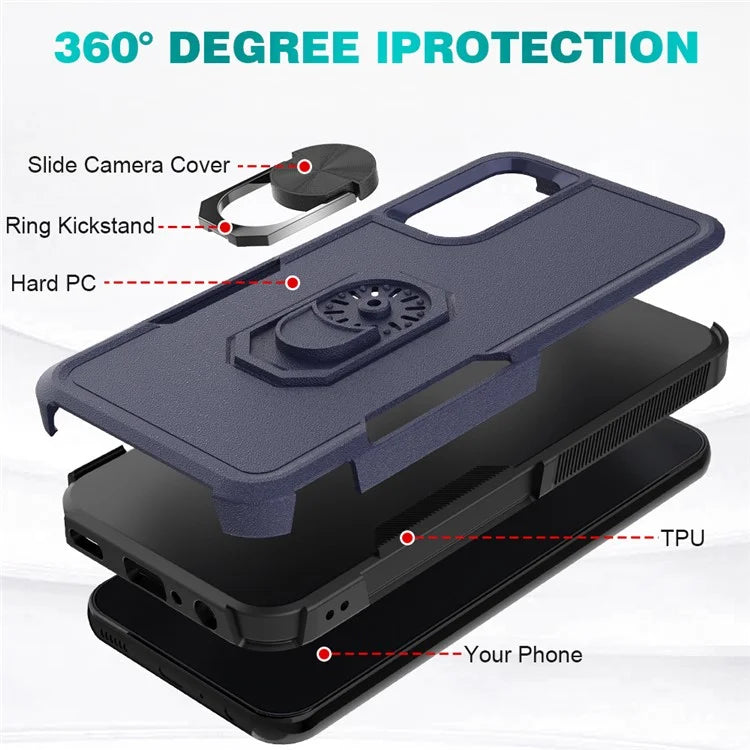 For Samsung Galaxy A24 4G (162.1 x 77.6 x 8.3mm) Cell Phone Case Rotatable Kickstand PC+TPU Anti-drop Cover