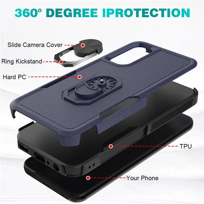 For Samsung Galaxy A24 4G (162.1 x 77.6 x 8.3mm) Cell Phone Case Rotatable Kickstand PC+TPU Anti-drop Cover