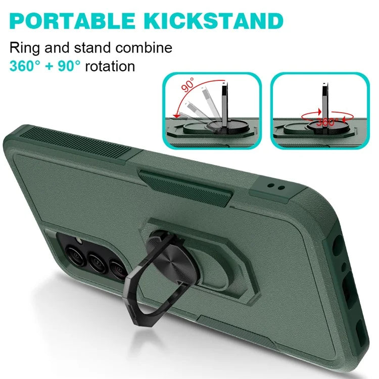 For Samsung Galaxy A24 4G (162.1 x 77.6 x 8.3mm) Cell Phone Case Rotatable Kickstand PC+TPU Anti-drop Cover