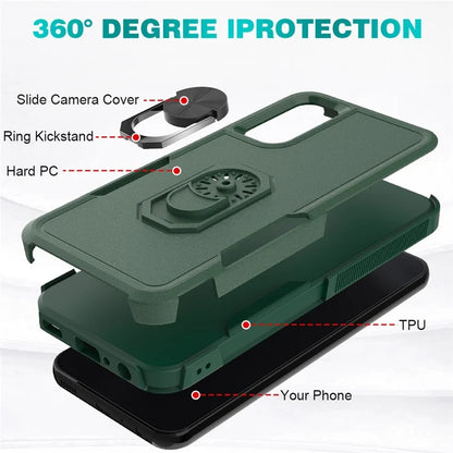 For Samsung Galaxy A24 4G (162.1 x 77.6 x 8.3mm) Cell Phone Case Rotatable Kickstand PC+TPU Anti-drop Cover