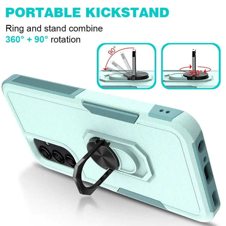 For Samsung Galaxy A24 4G (162.1 x 77.6 x 8.3mm) Cell Phone Case Rotatable Kickstand PC+TPU Anti-drop Cover