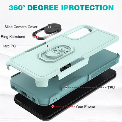 For Samsung Galaxy A24 4G (162.1 x 77.6 x 8.3mm) Cell Phone Case Rotatable Kickstand PC+TPU Anti-drop Cover