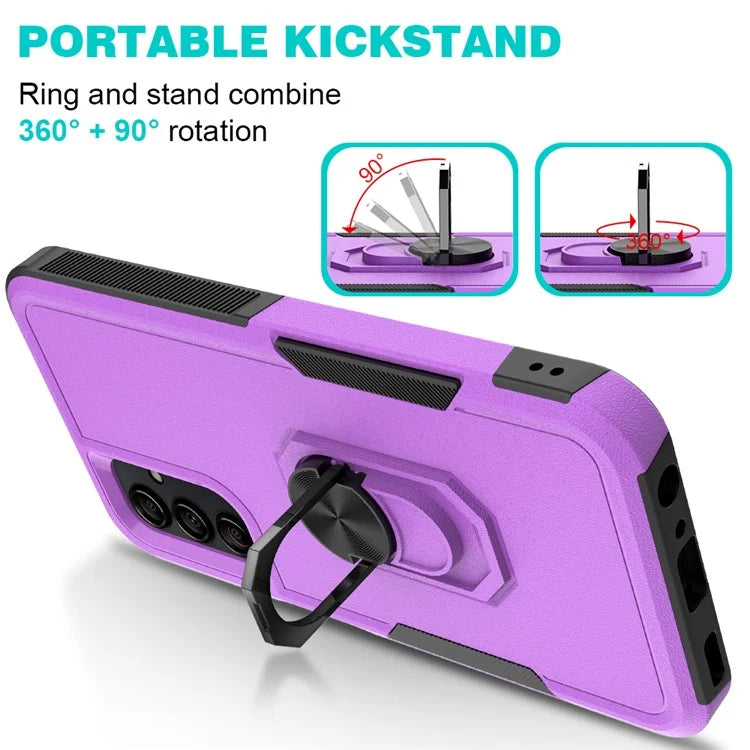 For Samsung Galaxy A24 4G (162.1 x 77.6 x 8.3mm) Cell Phone Case Rotatable Kickstand PC+TPU Anti-drop Cover