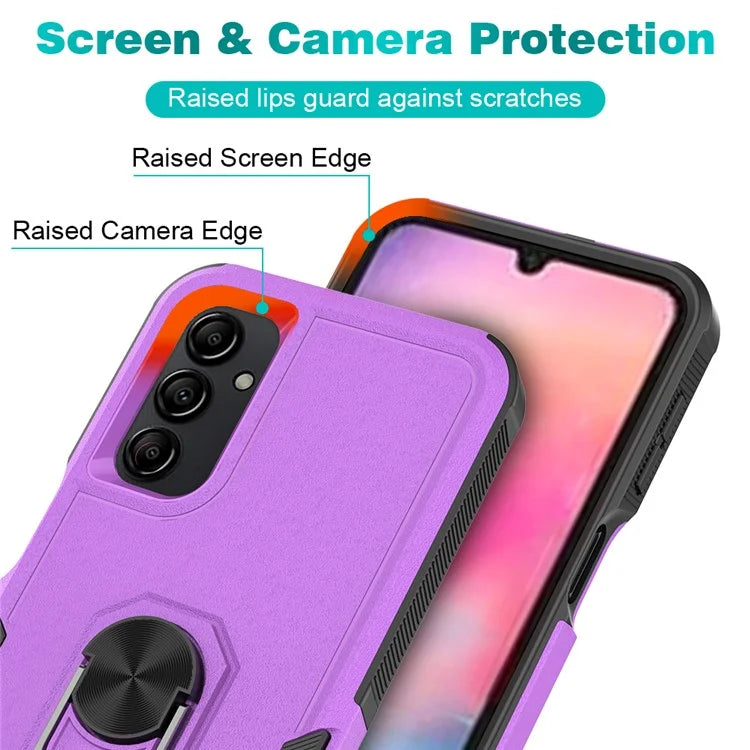 For Samsung Galaxy A24 4G (162.1 x 77.6 x 8.3mm) Cell Phone Case Rotatable Kickstand PC+TPU Anti-drop Cover
