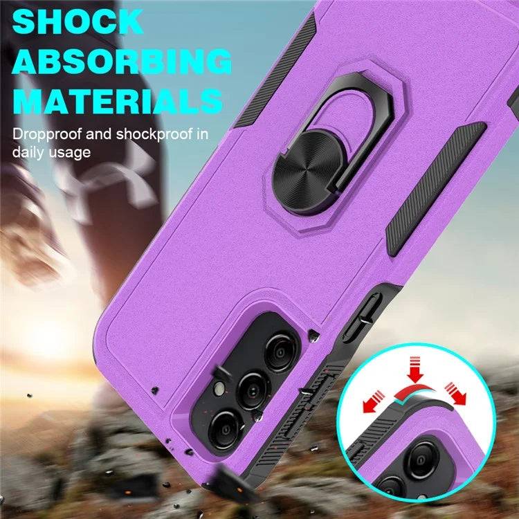 For Samsung Galaxy A24 4G (162.1 x 77.6 x 8.3mm) Cell Phone Case Rotatable Kickstand PC+TPU Anti-drop Cover