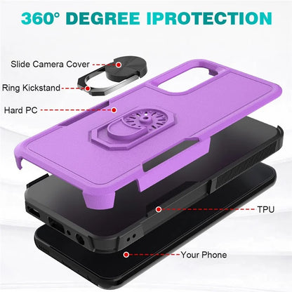 For Samsung Galaxy A24 4G (162.1 x 77.6 x 8.3mm) Cell Phone Case Rotatable Kickstand PC+TPU Anti-drop Cover