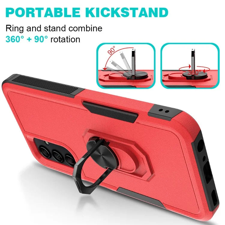 For Samsung Galaxy A24 4G (162.1 x 77.6 x 8.3mm) Cell Phone Case Rotatable Kickstand PC+TPU Anti-drop Cover