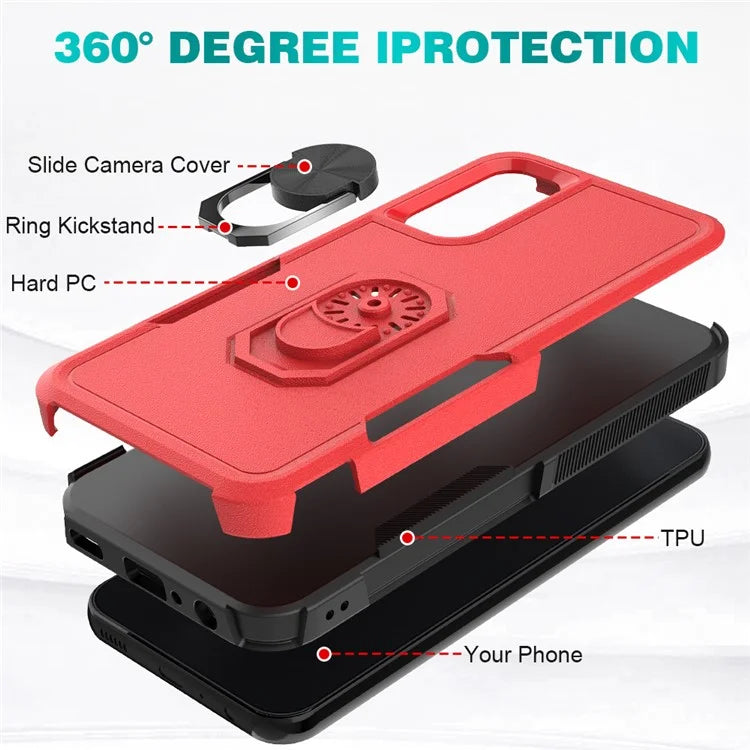 For Samsung Galaxy A24 4G (162.1 x 77.6 x 8.3mm) Cell Phone Case Rotatable Kickstand PC+TPU Anti-drop Cover