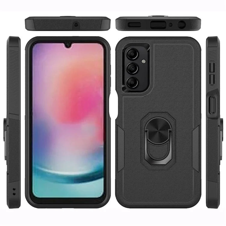 For Samsung Galaxy A24 4G (162.1 x 77.6 x 8.3mm) Cell Phone Case Rotatable Kickstand PC+TPU Anti-drop Cover
