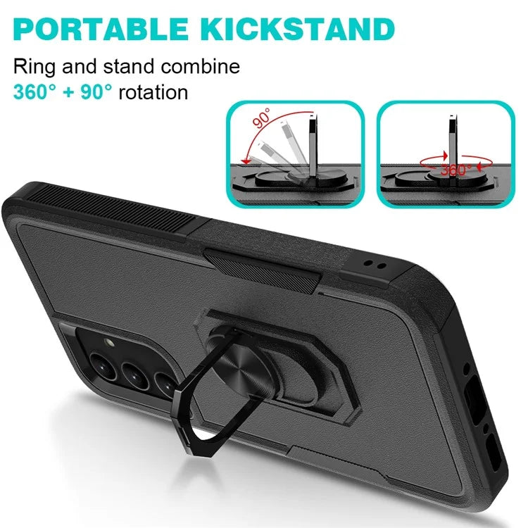For Samsung Galaxy A34 5G Cell Phone Case Ring Kickstand Design PC+TPU Anti-scratch Cover