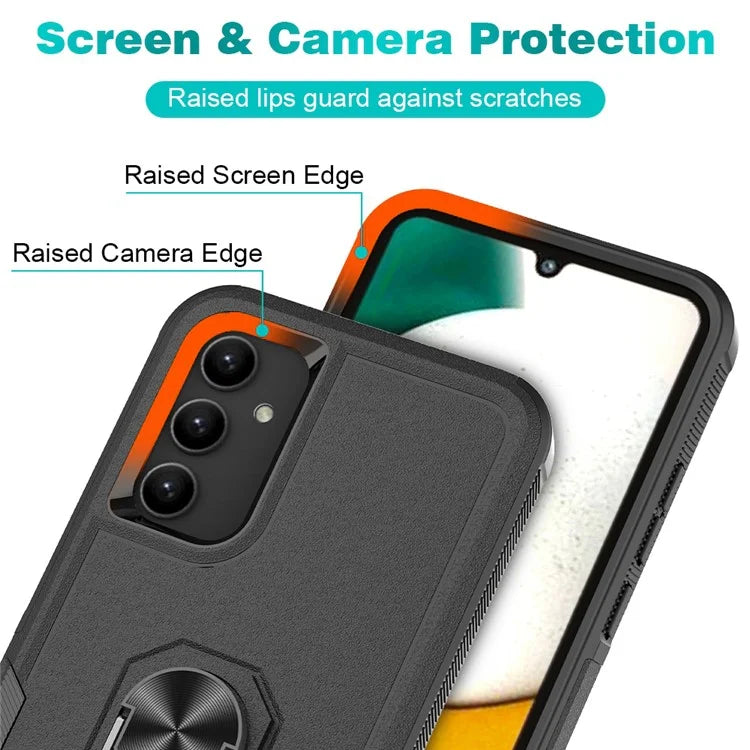 For Samsung Galaxy A34 5G Cell Phone Case Ring Kickstand Design PC+TPU Anti-scratch Cover