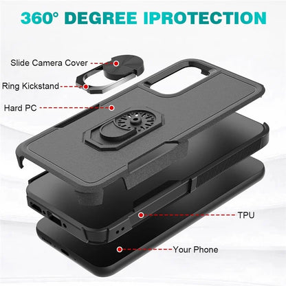 For Samsung Galaxy A34 5G Cell Phone Case Ring Kickstand Design PC+TPU Anti-scratch Cover