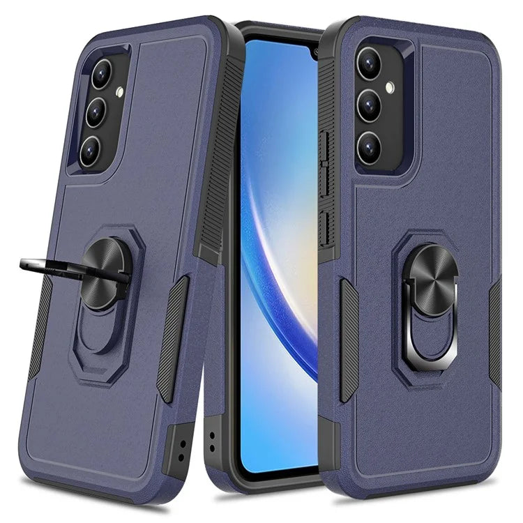 For Samsung Galaxy A34 5G Cell Phone Case Ring Kickstand Design PC+TPU Anti-scratch Cover