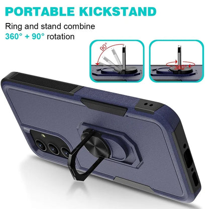 For Samsung Galaxy A34 5G Cell Phone Case Ring Kickstand Design PC+TPU Anti-scratch Cover