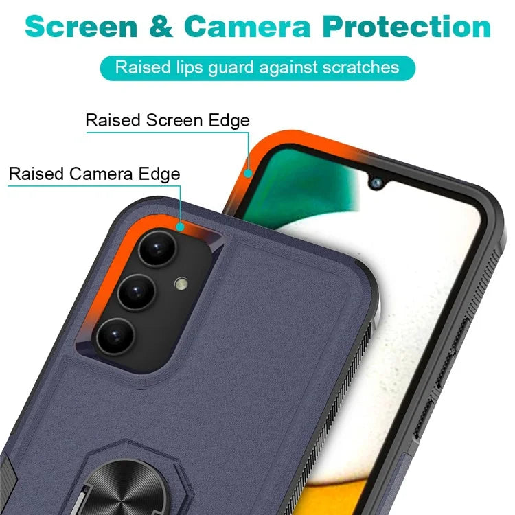 For Samsung Galaxy A34 5G Cell Phone Case Ring Kickstand Design PC+TPU Anti-scratch Cover