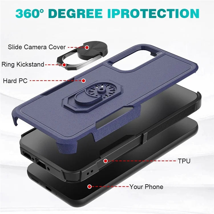 For Samsung Galaxy A34 5G Cell Phone Case Ring Kickstand Design PC+TPU Anti-scratch Cover