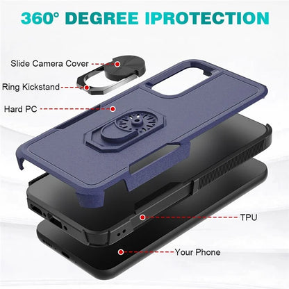 For Samsung Galaxy A34 5G Cell Phone Case Ring Kickstand Design PC+TPU Anti-scratch Cover