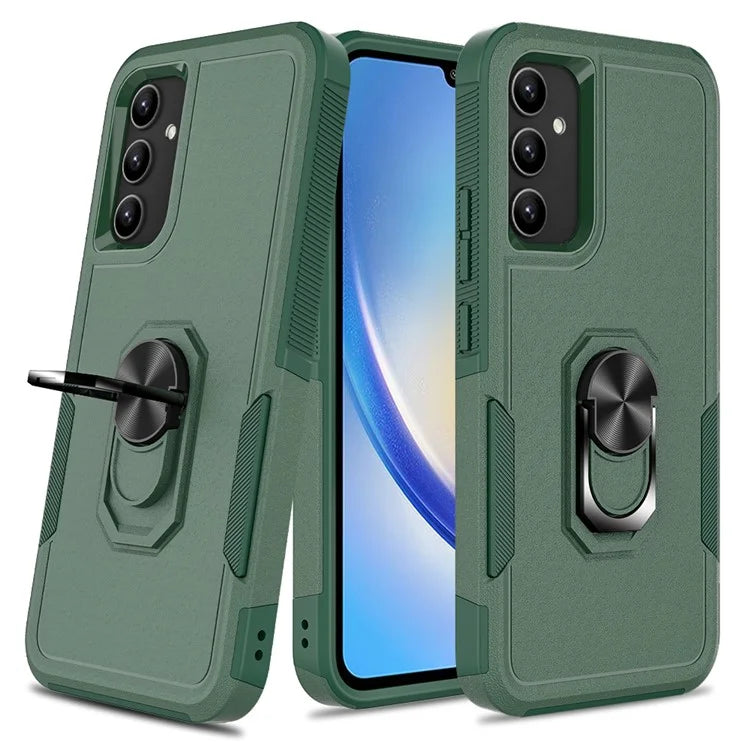 For Samsung Galaxy A34 5G Cell Phone Case Ring Kickstand Design PC+TPU Anti-scratch Cover
