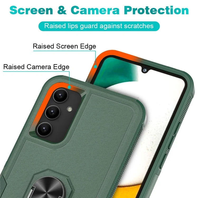 For Samsung Galaxy A34 5G Cell Phone Case Ring Kickstand Design PC+TPU Anti-scratch Cover