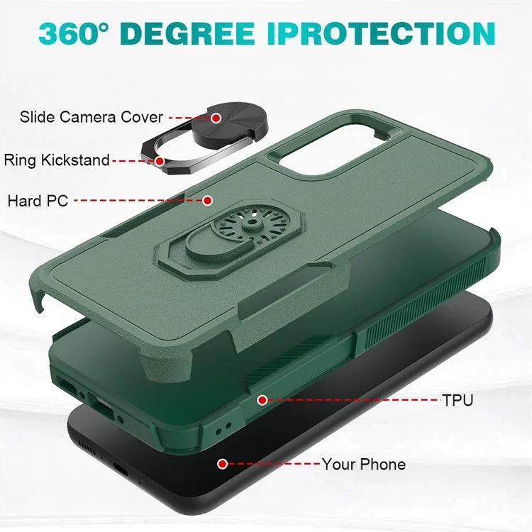 For Samsung Galaxy A34 5G Cell Phone Case Ring Kickstand Design PC+TPU Anti-scratch Cover