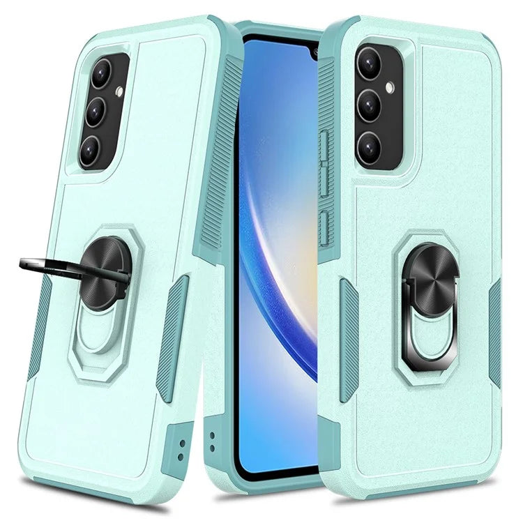 For Samsung Galaxy A34 5G Cell Phone Case Ring Kickstand Design PC+TPU Anti-scratch Cover