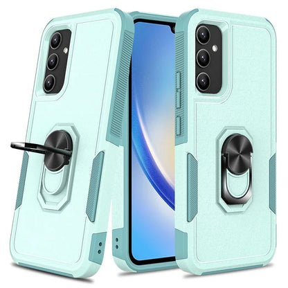For Samsung Galaxy A34 5G Cell Phone Case Ring Kickstand Design PC+TPU Anti-scratch Cover