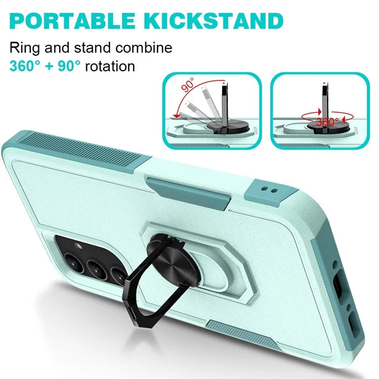 For Samsung Galaxy A34 5G Cell Phone Case Ring Kickstand Design PC+TPU Anti-scratch Cover