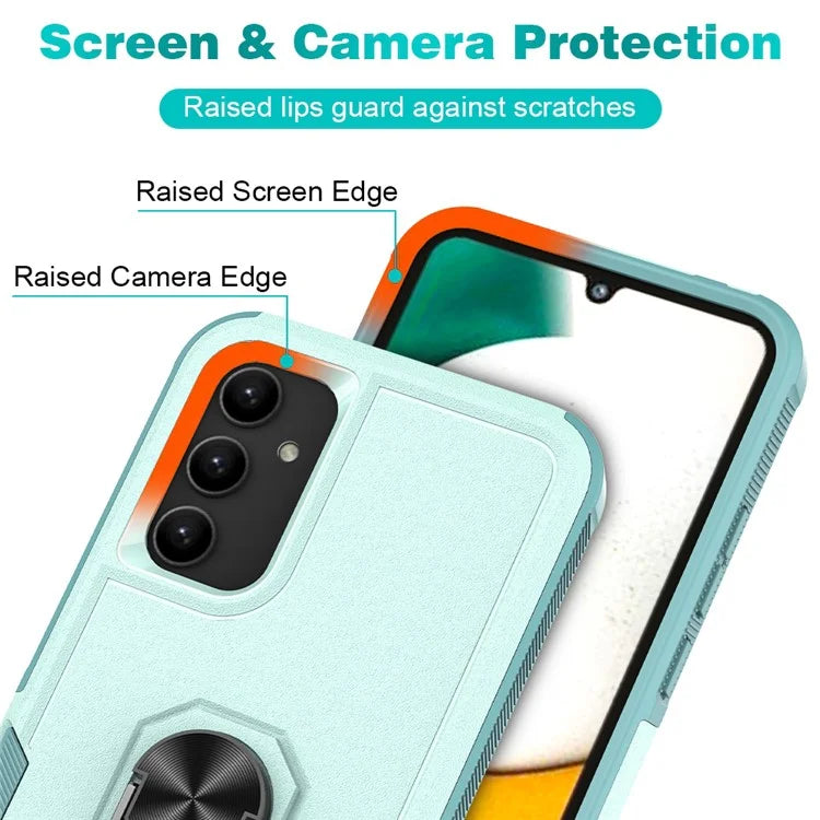 For Samsung Galaxy A34 5G Cell Phone Case Ring Kickstand Design PC+TPU Anti-scratch Cover