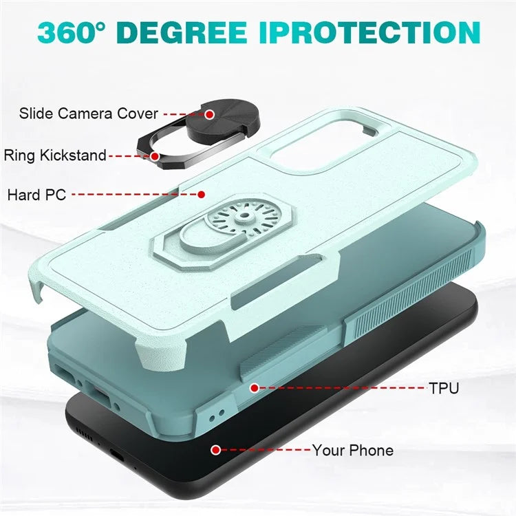 For Samsung Galaxy A34 5G Cell Phone Case Ring Kickstand Design PC+TPU Anti-scratch Cover