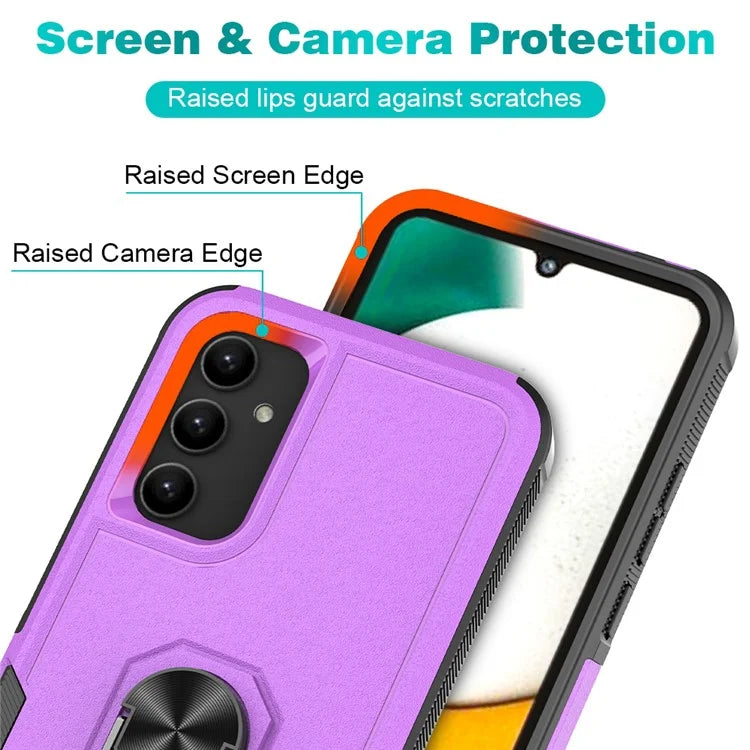 For Samsung Galaxy A34 5G Cell Phone Case Ring Kickstand Design PC+TPU Anti-scratch Cover