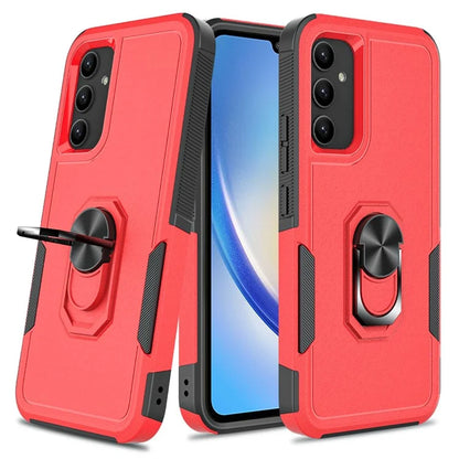 For Samsung Galaxy A34 5G Cell Phone Case Ring Kickstand Design PC+TPU Anti-scratch Cover