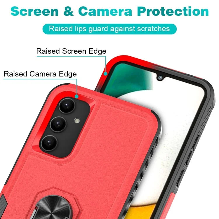 For Samsung Galaxy A34 5G Cell Phone Case Ring Kickstand Design PC+TPU Anti-scratch Cover