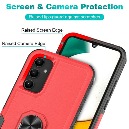 For Samsung Galaxy A34 5G Cell Phone Case Ring Kickstand Design PC+TPU Anti-scratch Cover