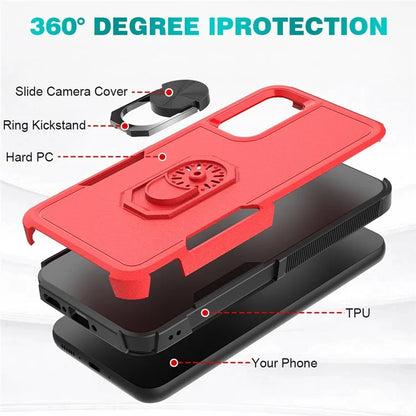 For Samsung Galaxy A34 5G Cell Phone Case Ring Kickstand Design PC+TPU Anti-scratch Cover