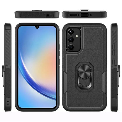 For Samsung Galaxy A34 5G Cell Phone Case Ring Kickstand Design PC+TPU Anti-scratch Cover