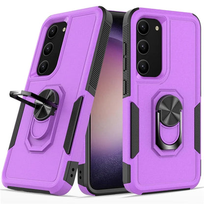 For Samsung Galaxy S23 Cell Phone Case PC+TPU Protective Cover with Finger Ring Kickstand