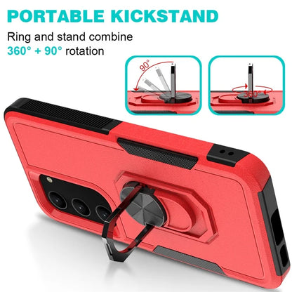 For Samsung Galaxy S23 Cell Phone Case PC+TPU Protective Cover with Finger Ring Kickstand