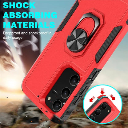 For Samsung Galaxy S23 Cell Phone Case PC+TPU Protective Cover with Finger Ring Kickstand