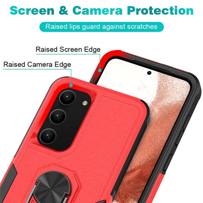 For Samsung Galaxy S23 Cell Phone Case PC+TPU Protective Cover with Finger Ring Kickstand
